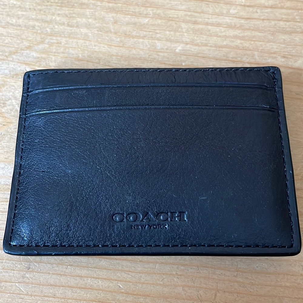 WT BLACK LEATHER MONEY CLIP &CARD CASE